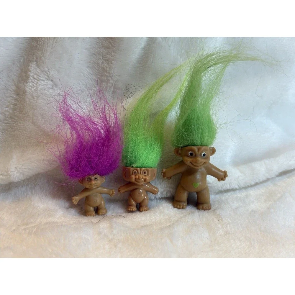 Vintage 1990s Mini 1”-1.5”  Mini Trolls (1 Pencil Top) - Lot Of 3